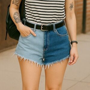 Two-Tone Y2K Jean Shorts | Shein XS | Grunge Indie Rock Vibes